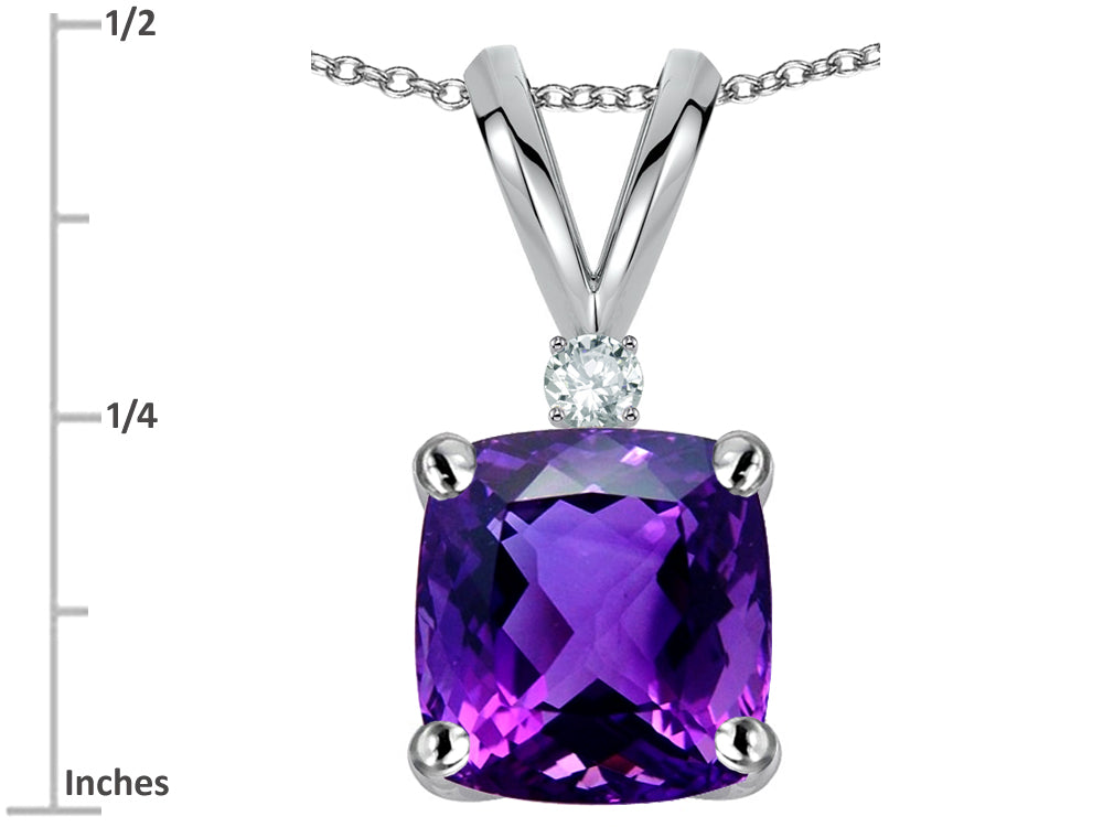 Star K 7mm Cushion-Cut Genuine Amethyst Pendant Necklace