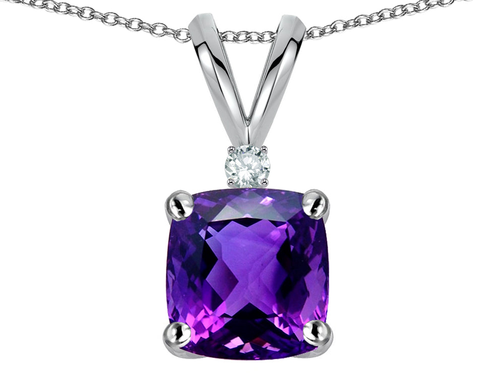 Star K 7mm Cushion-Cut Genuine Amethyst Pendant Necklace