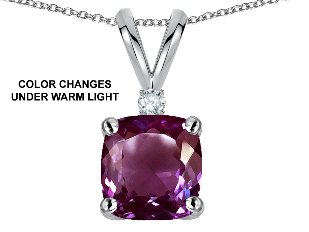 Star K 7mm Cushion-Cut Simulated Alexandrite Pendant Necklace