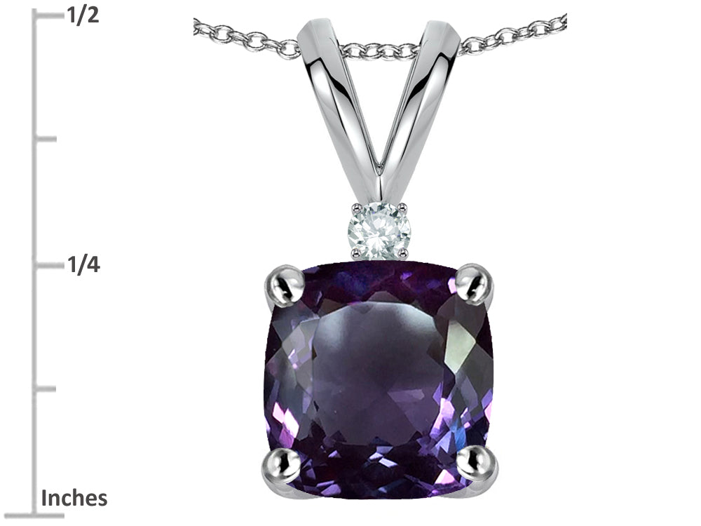 Star K 7mm Cushion-Cut Simulated Alexandrite Pendant Necklace
