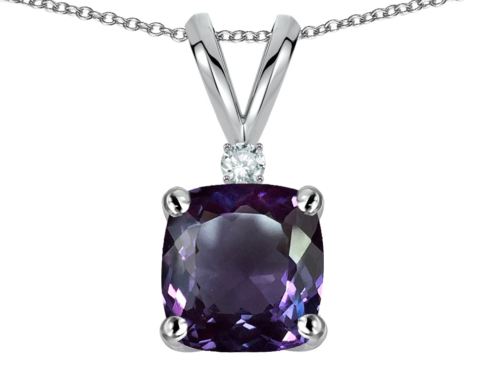 Star K 7mm Cushion-Cut Simulated Alexandrite Pendant Necklace