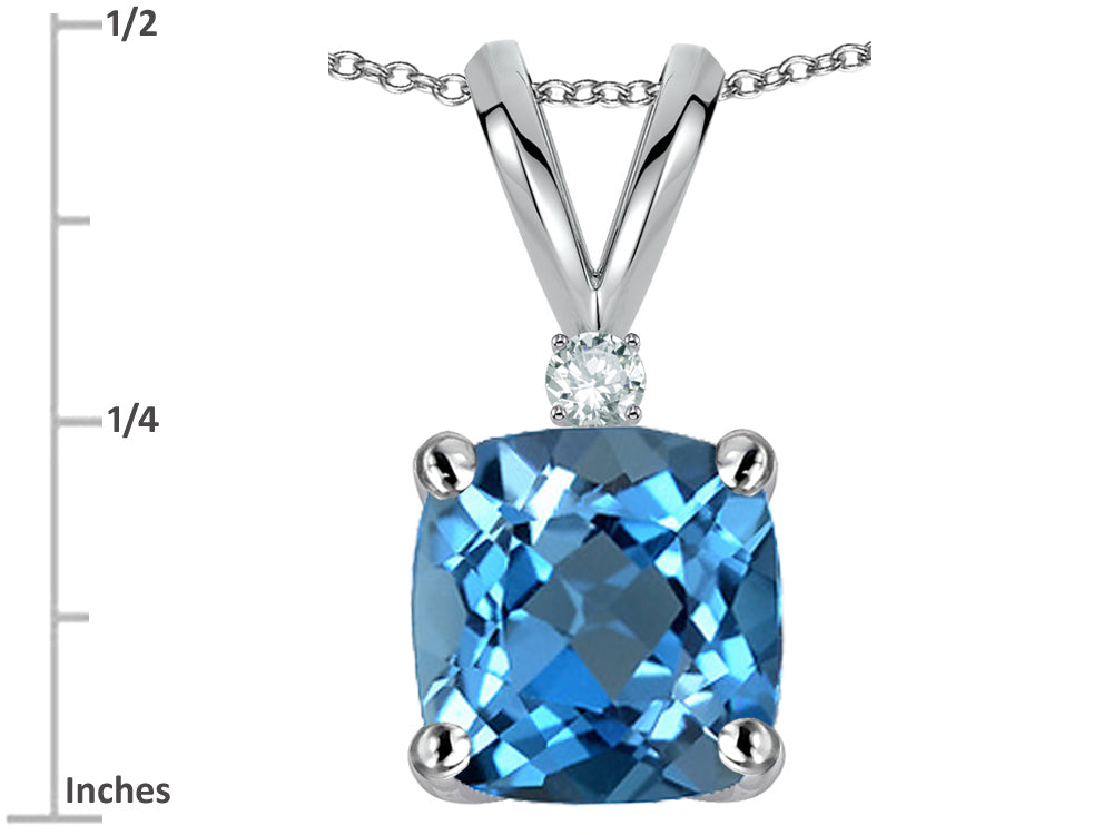 Star K 7mm Cushion-Cut Genuine Blue Topaz Pendant Necklace