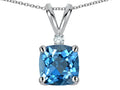 Star K 7mm Cushion-Cut Genuine Blue Topaz Pendant Necklace