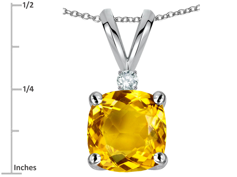 Star K 7mm Cushion-Cut Genuine Citrine Pendant Necklace