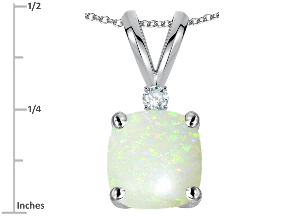 Star K 7mm Cushion-Cut Genuine Opal Pendant Necklace