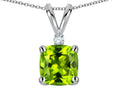 Star K 7mm Cushion-Cut Genuine Peridot Pendant Necklace