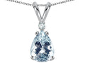 Star K Pear Shape 8x6 mm Genuine Aquamarine Rabbit Ear Pendant Necklace