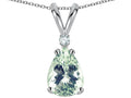 Star K Pear Shape 8x6 mm Genuine Green Amethyst Rabbit Ear Pendant Necklace