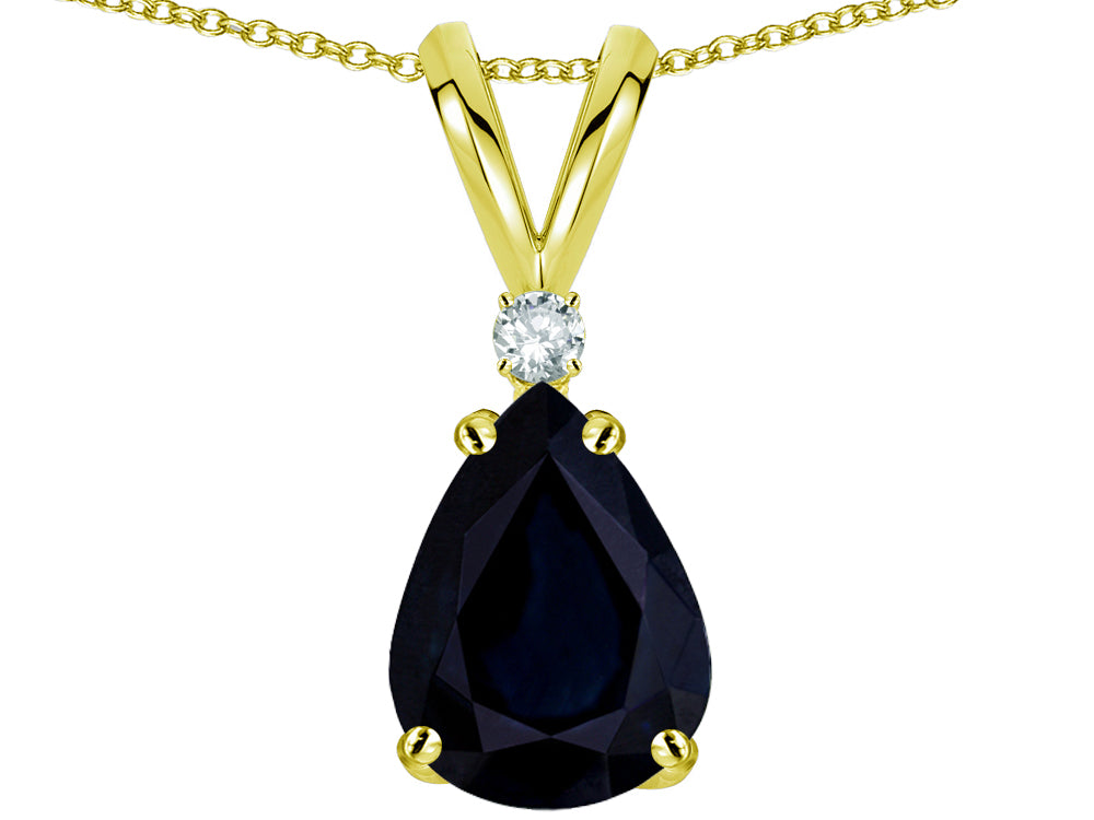 Star K Pear Shape 8x6 mm Genuine Sapphire Rabbit Ear Pendant Necklace