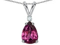 Star K Pear Shape 8x6 mm Genuine Rhodolite Rabbit Ear Pendant Necklace