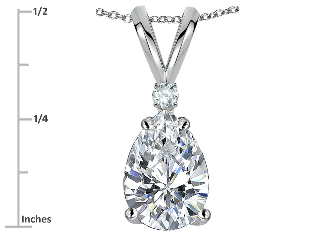 Star K Pear Shape 8x6 mm Genuine White Topaz Rabbit Ear Pendant Necklace