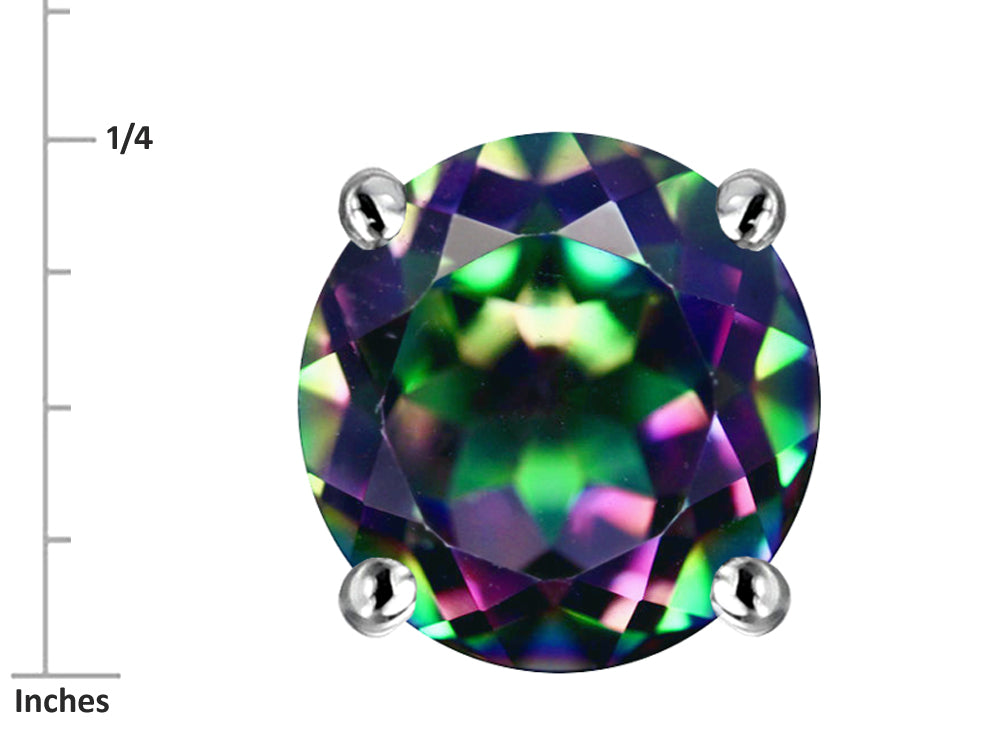 Star K Round 7mm Mystic Quartz Earring Studs
