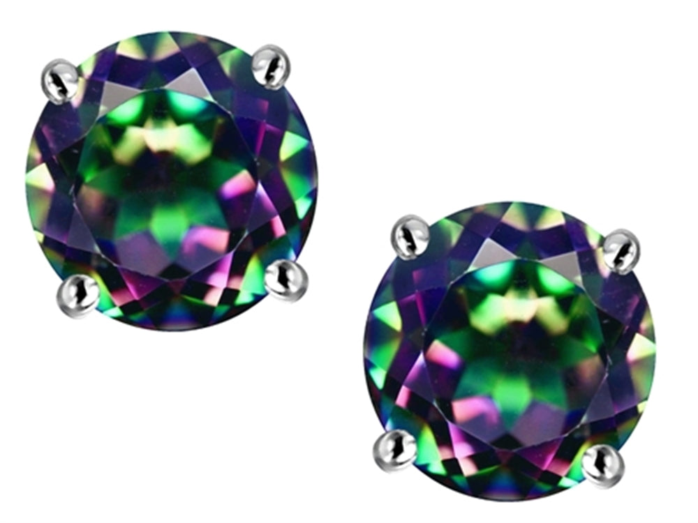 Star K Round 7mm Mystic Quartz Earring Studs