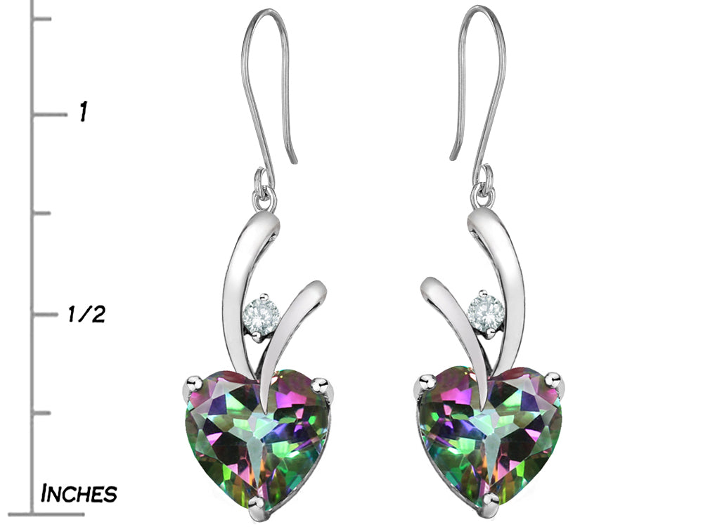 Star K 8mm Heart Shape Rainbow Mystic Quartz Hanging Hook Love Earrings