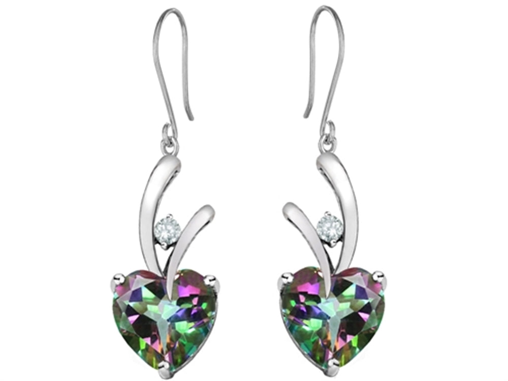 Star K 8mm Heart Shape Rainbow Mystic Quartz Hanging Hook Love Earrings