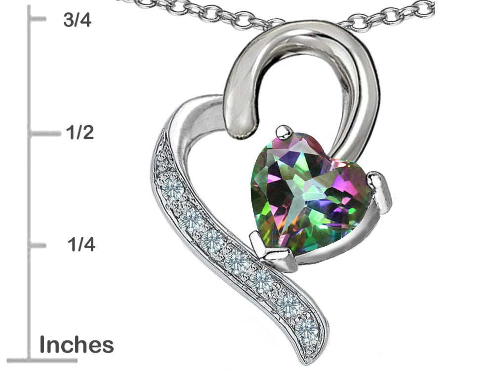 Star K 7mm Heart Shape Mystic Rainbow Quartz Heart Pendant Necklace