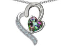 Star K 7mm Heart Shape Mystic Rainbow Quartz Heart Pendant Necklace