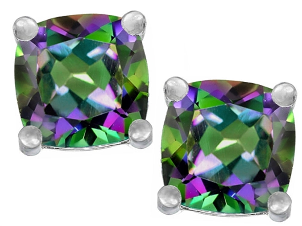 Star K™ Cushion-Cut 7mm Mystic Rainbow Quartz Earrings Studs
