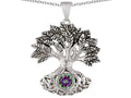 Star K Tree Of Life Good Luck Pendant Necklace With 7mm Round Rainbow Mystic Quartz