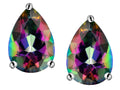 Star K Pear Shape 9x7mm Rainbow Mystic Quartz Earrings Studs