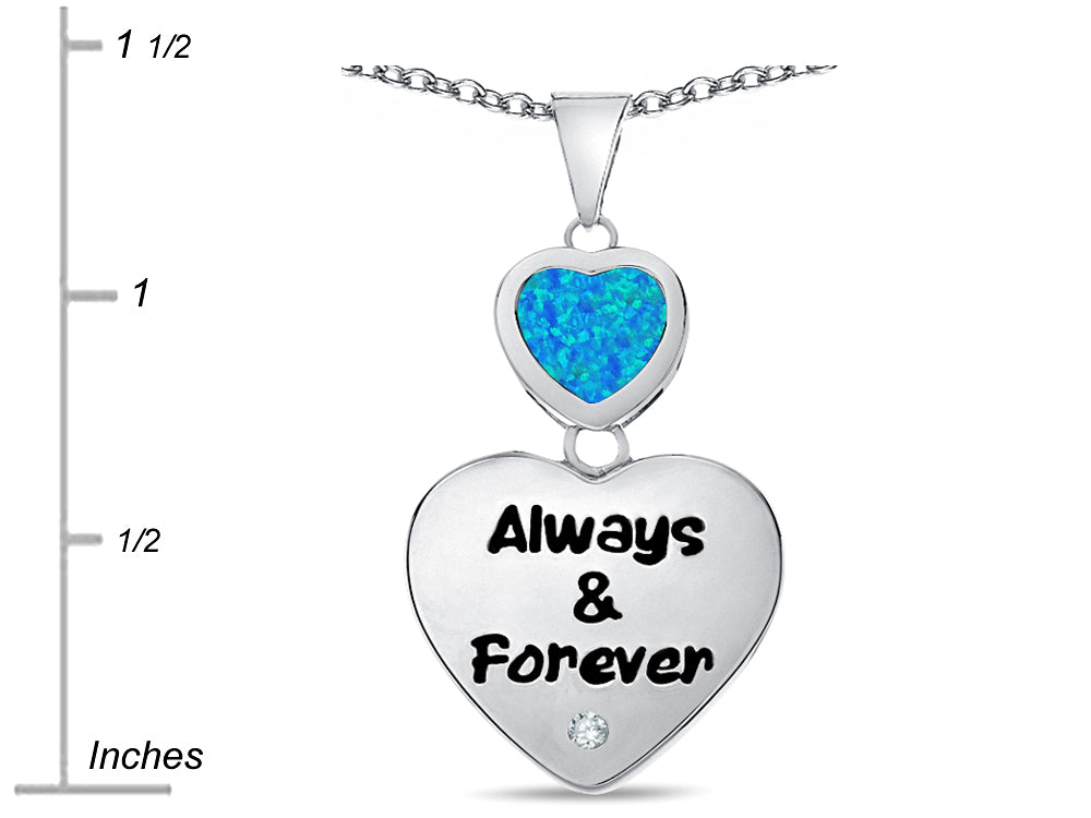 Star K  Always And Forever  Simulated Blue Opal 8mm Heart Pendant Necklace