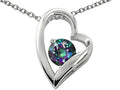Star K 7mm Round Mystic Rainbow Quartz Heart Pendant Necklace