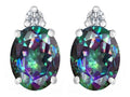 Star K 8x6mm Oval Rainbow Mystic Quartz Earrings Studs