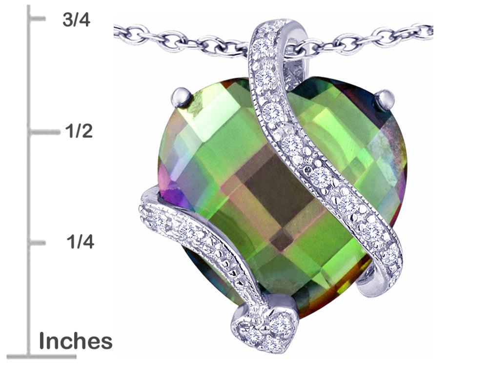 Star K Large 15mm Heart Shape Rainbow Mystic Quartz Love Pendant Necklace