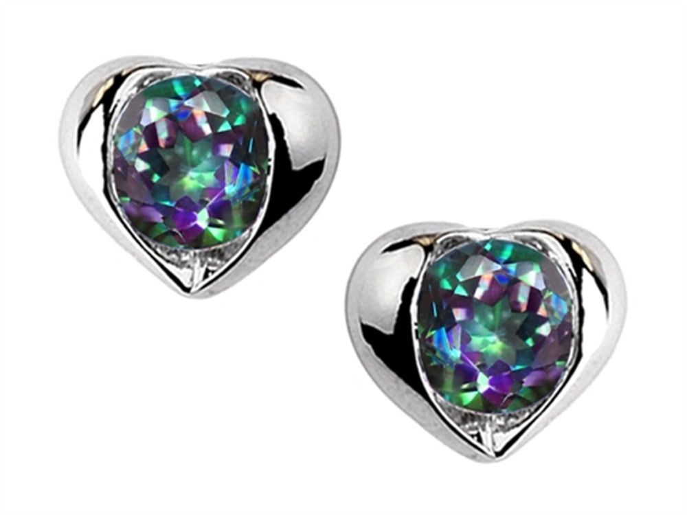 Star K™ Round 6mm Rainbow Mystic Quartz Heart Earrings