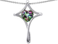 Star K Large Christian Cross Of Love Pendant Necklace With 8mm Heart Rainbow Mystic Quartz