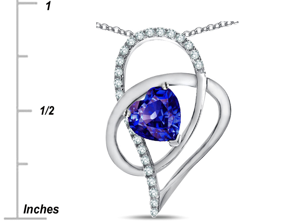 Star K Heart Full Of Love  Simulated Tanzanite 7mm Heart Pendant Necklace