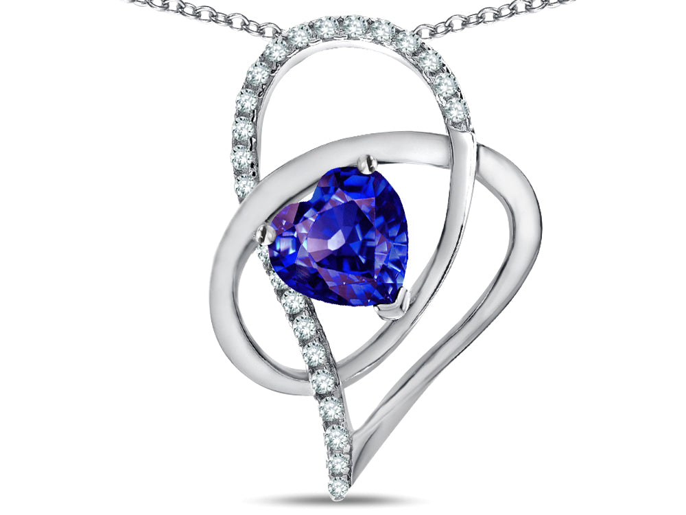 Star K Heart Full Of Love  Simulated Tanzanite 7mm Heart Pendant Necklace