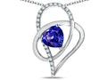 Star K Heart Full Of Love  Simulated Tanzanite 7mm Heart Pendant Necklace