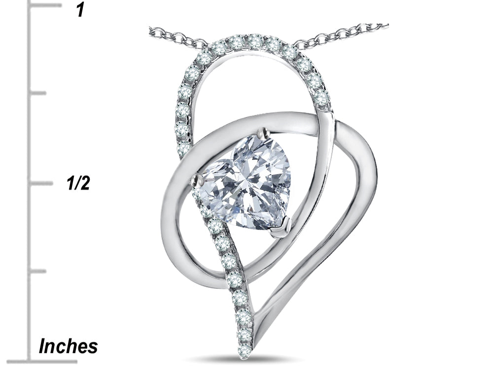 Star K Heart Full Of Love  White Topaz 7mm Heart Pendant Necklace