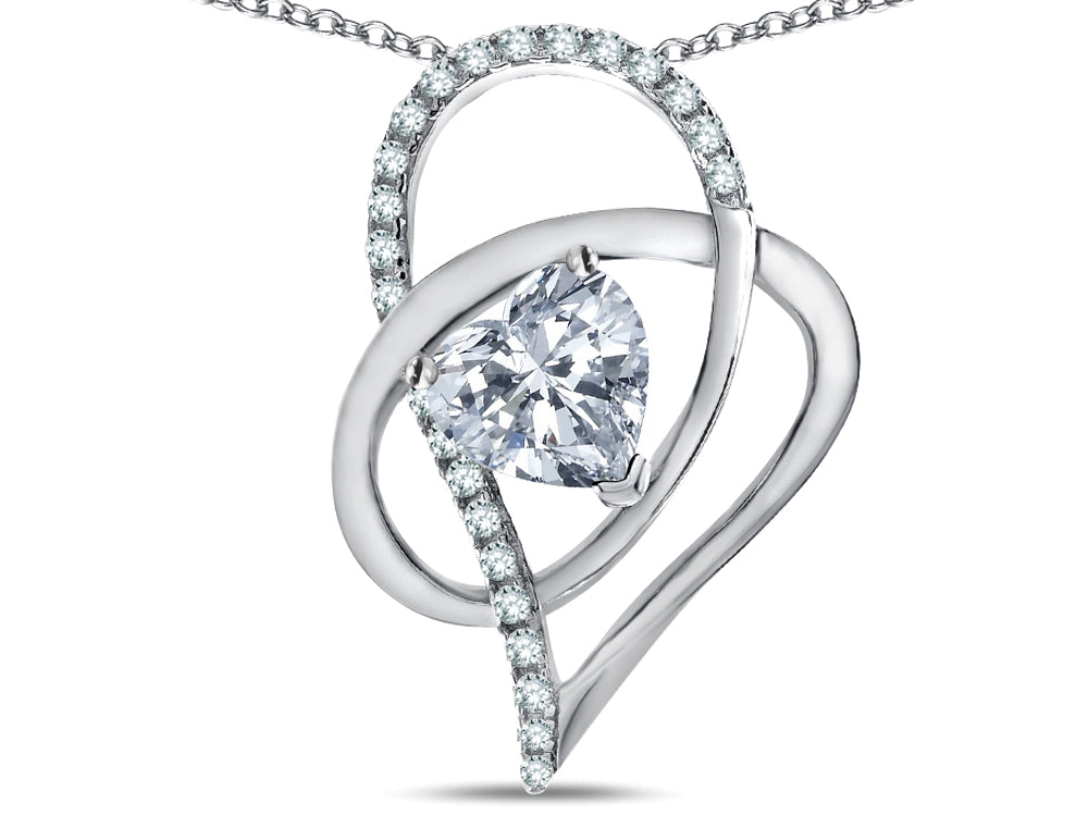 Star K Heart Full Of Love  White Topaz 7mm Heart Pendant Necklace