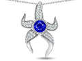Star K Round 6mm Created Sapphire Star Fish Pendant Necklace