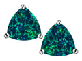 Star K Trillion 7mm Simulated Dark Blue Opal Earrings Studs