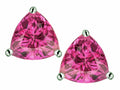 Star K Trillion 7mm Simulated Pink Tourmaline Earrings Studs