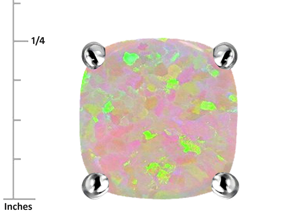 Star K Cushion-Cut 7mm Simulated Pink Opal Earrings Studs