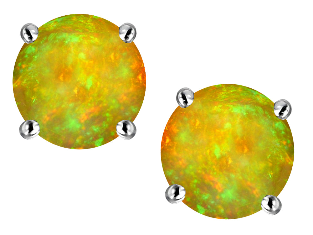 Star K Round 7mm Simulated Lemon Opal Earring Studs