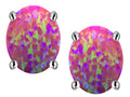 Star K Oval 8x6mm Simulated Dark Pink Opal Earrings Studs
