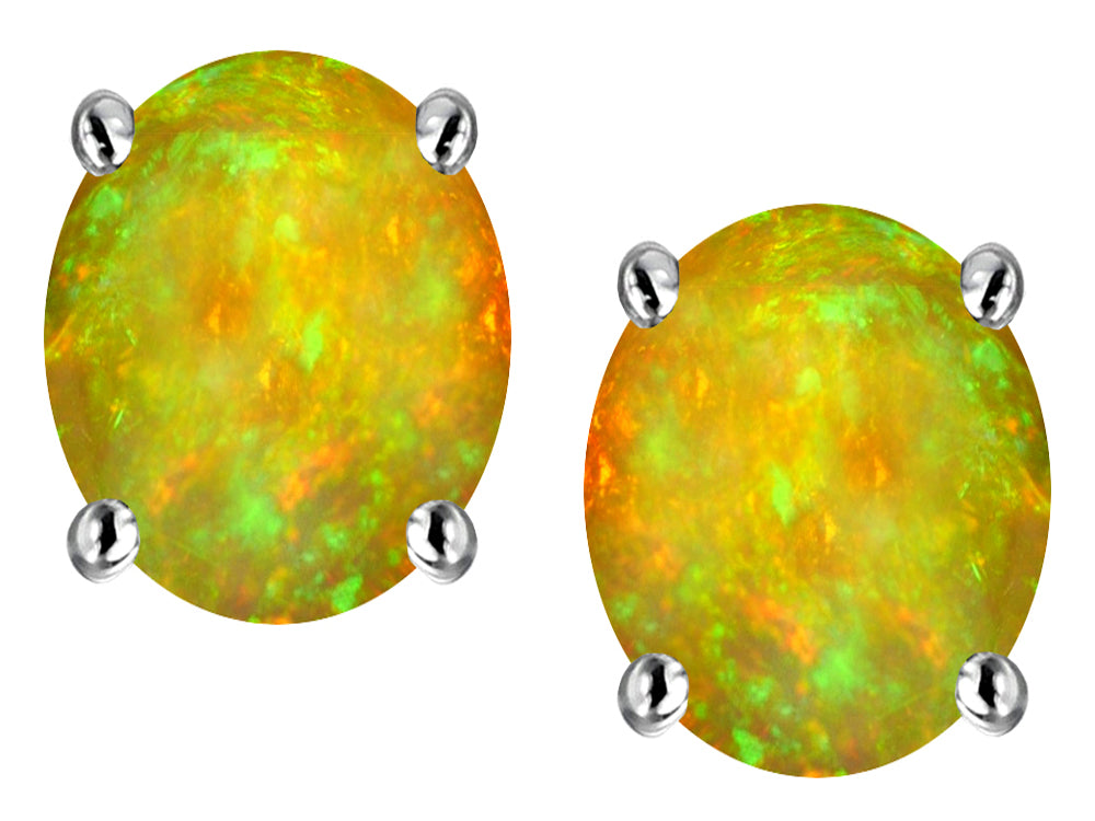 Star K Oval 8x6mm Simulated Lemon Opal Earrings Studs