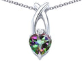 Star K 8mm Heart Shape Rainbow Mystic Quartz Cross Heart Pendant Necklace