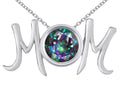 Star K Round Rainbow Mystic Quartz MOM Mother's Pendant Necklace