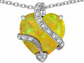 Star K Large 15mm Heart Shape Lemon Created Opal and Cubic Zirconia Love Pendant Necklace