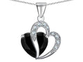 Star K Heart Shape 12mm Black Cubic Zirconia Pendant Necklace