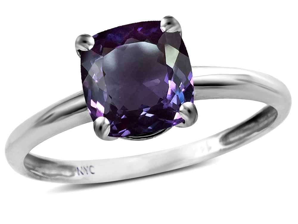 Original Star K Simulated Alexandrite 7mm Cushion-Cut Solitaire Engagement Ring