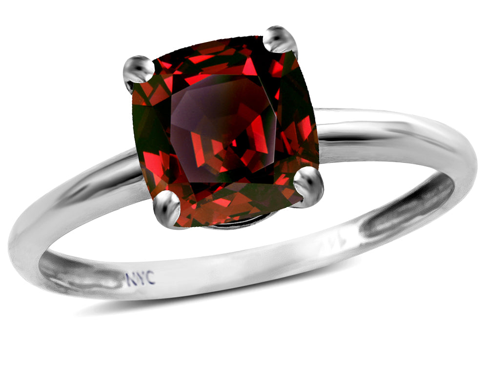 Original Star K Genuine Garnet 7mm Cushion-Cut Solitaire Engagement Ring