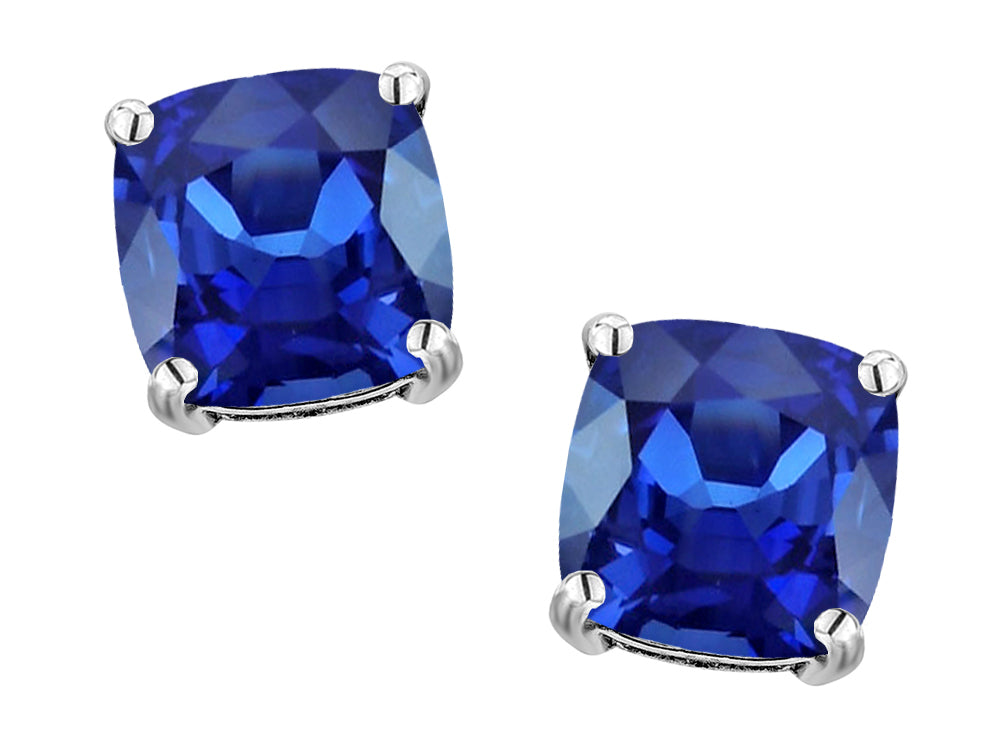 Original Star K 7mm Cushion-Cut Created Sapphire Earrings Studs