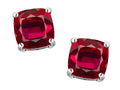 Original Star K 7mm Cushion-Cut Created Ruby Earrings Studs